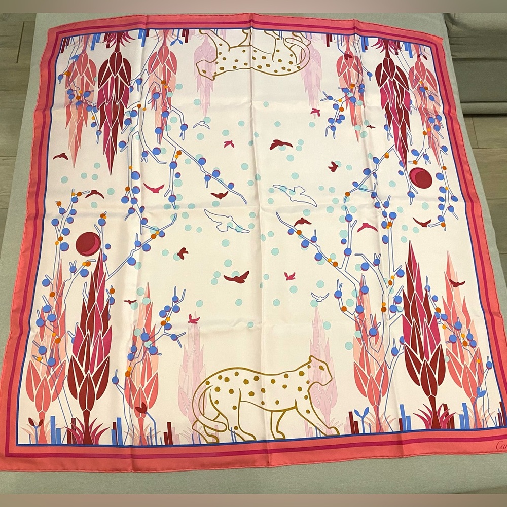Vintage Cartier 86cm Silk Scarf, Never Been Used